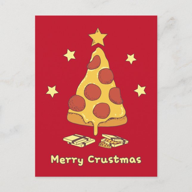 Merry Crustmas - Pizza Christmas Postcard Postkarte (Vorderseite)