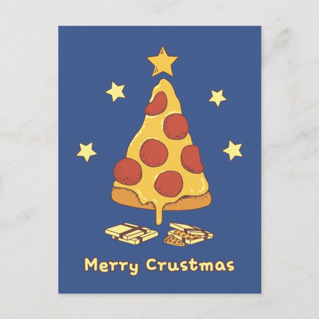 Merry Crustmas - Pizza Christmas Postcard Postkarte (Vorderseite)