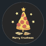 Merry Crustmas - Pizza Christmas Runder Aufkleber<br><div class="desc">Merry Crustmas - Pizza Christmas Classic Round Sticker</div>
