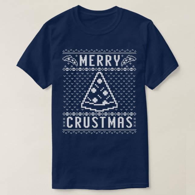Merry Crustmas Pizza Ugly Christmas Sweater White T-Shirt (Design vorne)