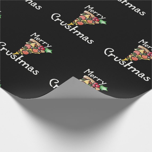 Merry Crustmas Pizza Weihnachten Geschenkpapier (Ecke)