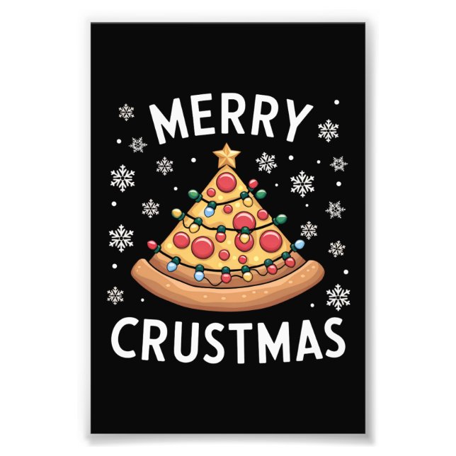 Merry Crustmas Pizza Weihnachtsbaum Weihnachtsgesc Fotodruck (Vorne)