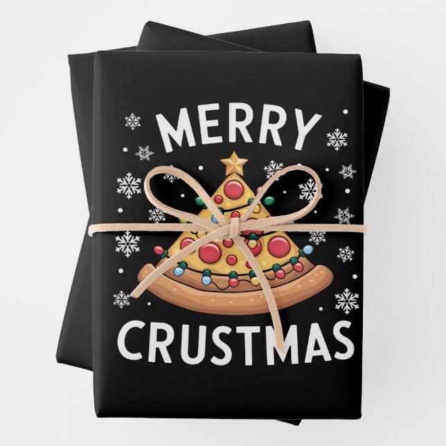 Merry Crustmas Pizza Weihnachtsbaum Weihnachtsgesc Geschenkpapier Set (Beispiel)