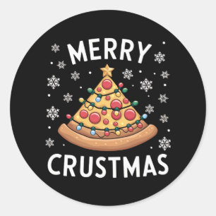 Merry Crustmas Pizza Weihnachtsbaum Weihnachtsgesc Runder Aufkleber