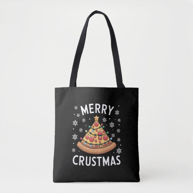 Merry Crustmas Pizza Weihnachtsbaum Weihnachtsgesc Tasche (Vorderseite)