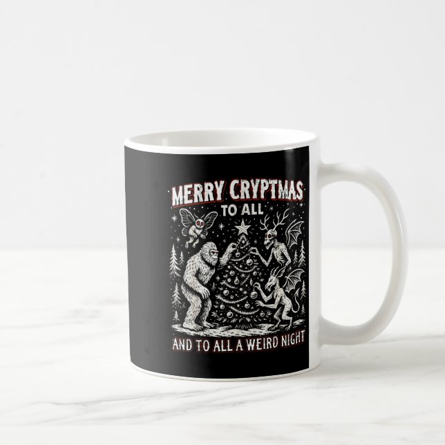 Merry Cryptmas Weird Night Cryptid Holiday Art  Kaffeetasse (Rechts)