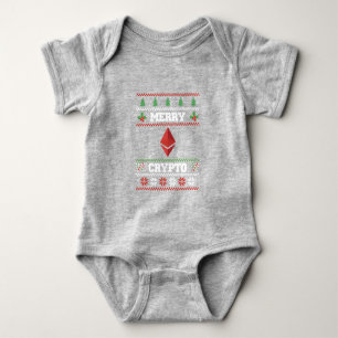 Merry Crypto Ethereum Ugly Christmas Sweater Baby Strampler