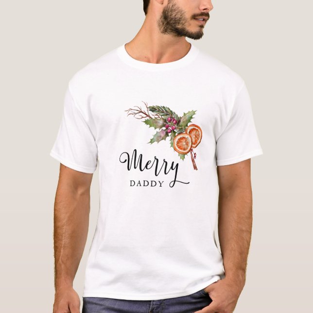 Merry Daddy Christmas Baby Shower T-Shirt (Vorderseite)