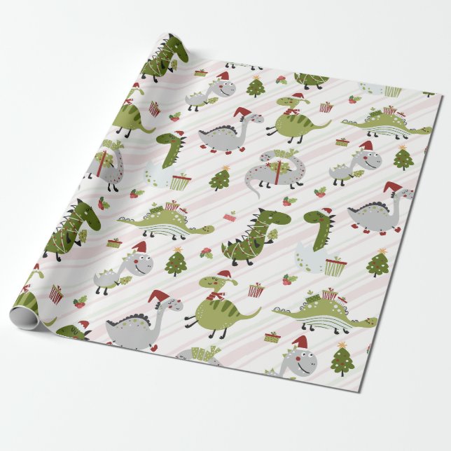 Merry Dino Christmas Geschenkpapier (Ungerollt)