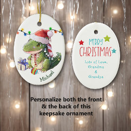 Merry Dinosaur Kids Weihnachten Keramik Ornament