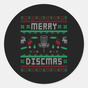 Merry Discmas Disk Golf Ugly Christmas Merry Chris Runder Aufkleber