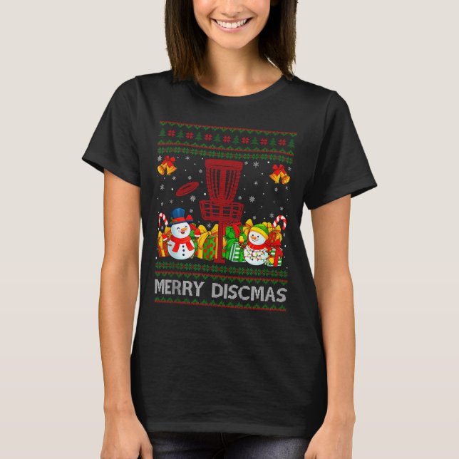 Merry Discmas Ugly Xmas Sweaters Funny Disc Golf C T-Shirt (Vorderseite)
