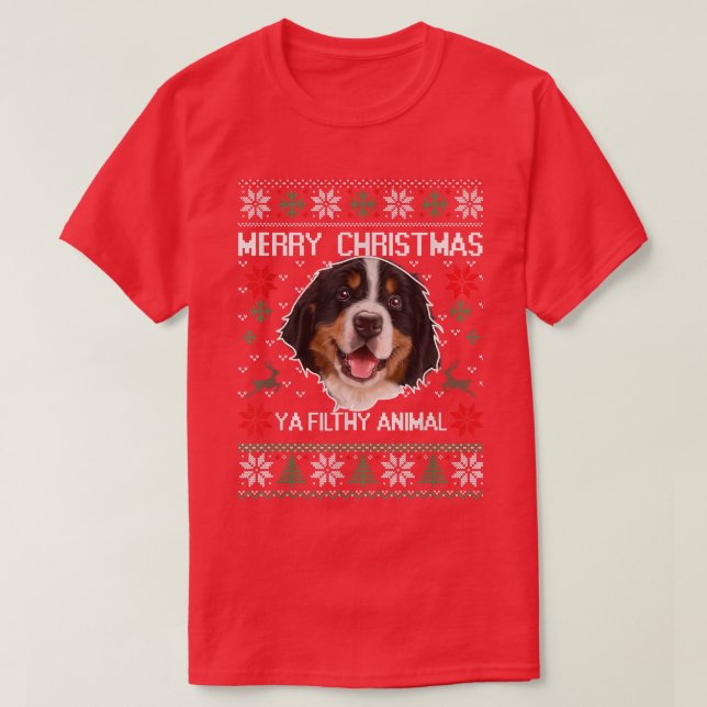 Merry Dogmas Australian Shepherd Dog Christmas Ugl T-Shirt (Design vorne)