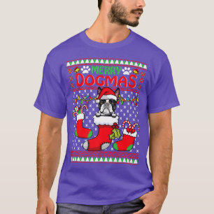 Merry Dogmas Boston Terrier Dog Funny Ugly Christm T-Shirt