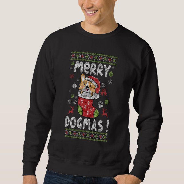 Merry Dogmas Dog Sock Ugly Christmas Sweater Hunde Sweatshirt (Vorderseite)