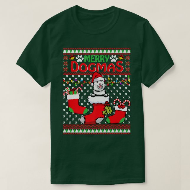 Merry Dogmas Finnish Lapphund Dog Funny Ugly Chris T-Shirt (Design vorne)
