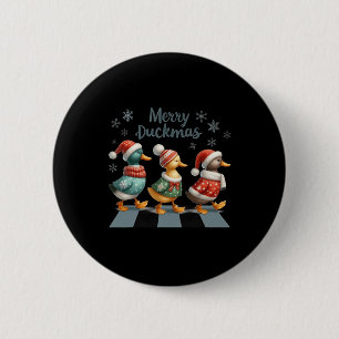 Merry Duckmas Funny Duck Lovers Weihnachtsmannmütz Button