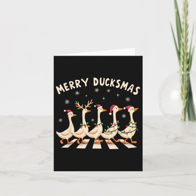 Merry Duckmas Funny Duck Weihnachten Weihnachtsman Karte (Vorderseite)