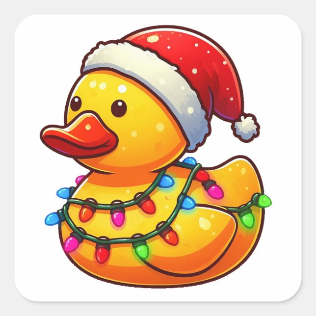 Merry Duckmas, Weihnachten mit dem Weihnachtsmann- Quadratischer Aufkleber (Vorderseite)