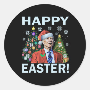 Merry Easter Funny Joe Biden Weihnachten Runder Aufkleber