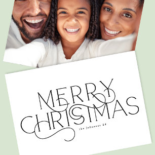 Merry Elegant Traditionelles Ein-Foto-Typografie Feiertagskarte