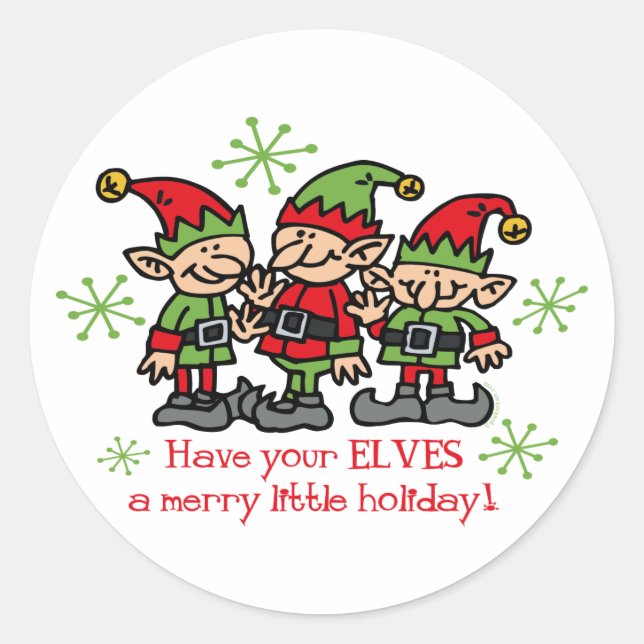 Merry Elves Runder Aufkleber (Vorderseite)