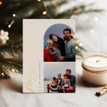 Merry Everything 2 Foto Family Folien Feiertagskarte<br><div class="desc">Merry Alles,  Bogen und quadratischen Rahmen 2 Foto Folie Urlaubskarte. Funktionen,  solide rote Farbunterlage.</div>