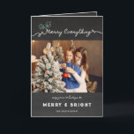 Merry Everything Chalkboard Mistletouren Weihnacht Feiertagskarte<br><div class="desc">Rustikale "Merry Everything" Chalkboard Mistletoes Weihnachten / Feiertag Foto Card. Moderne Urlaubskarte / Weihnachtsfotokarte mit 3 separaten Fotos mit Vorder-, Innen- und Rückseite. Der Hintergrund kann in die Farbe Ihrer Wahl geändert werden. Der meiste Text ist bearbeitbar. Entworfen / Original-Kunstwerk von fat*fa*tin. Einfach mit eigener Textnachricht, Name, Foto oder Bild...</div>