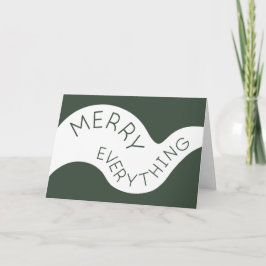 Merry Everything Green Curved Typografy Foto Feiertagskarte