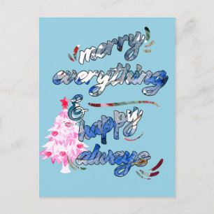 Merry Everything & Happy Always - Pink Tree Postkarte