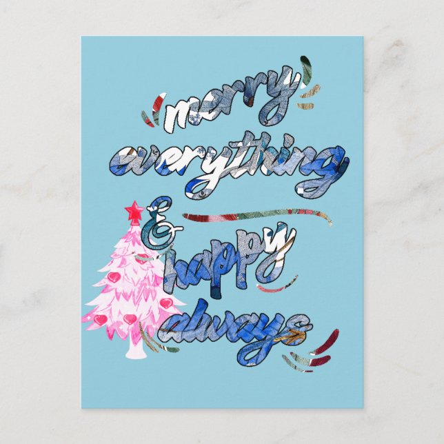 Merry Everything & Happy Always - Pink Tree Postkarte (Vorderseite)