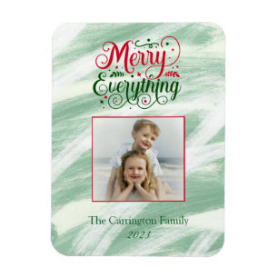 Merry Everything Script Foto Holiday Gruß Magnet