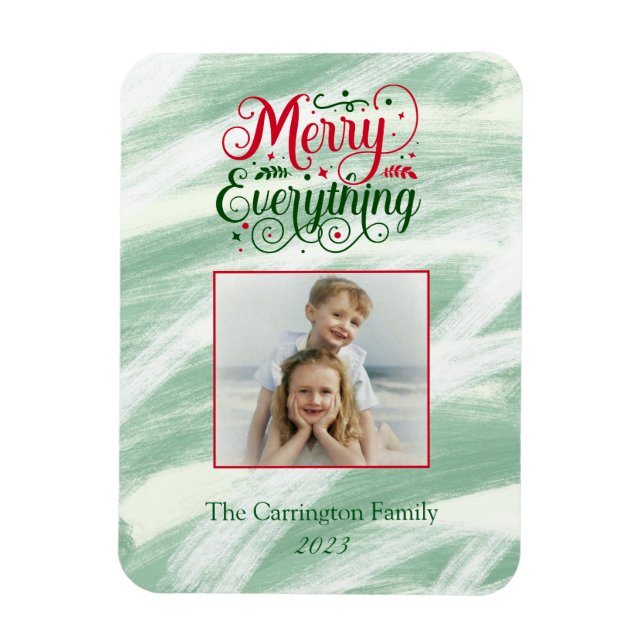 Merry Everything Script Foto Holiday Gruß Magnet (Vertikal)