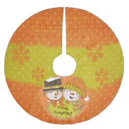 Merry Everything Snowmen Holiday Tree Skirt Polyester Weihnachtsbaumdecke