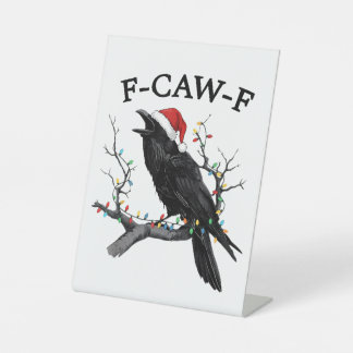 Merry F-Caw-F Funny Christmas Black Crow F Caw F Sockelschild