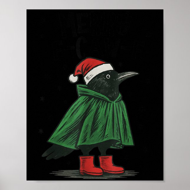 Merry F-caw-f Funny Christmas Black Crow Merry Xma Poster (Vorne)