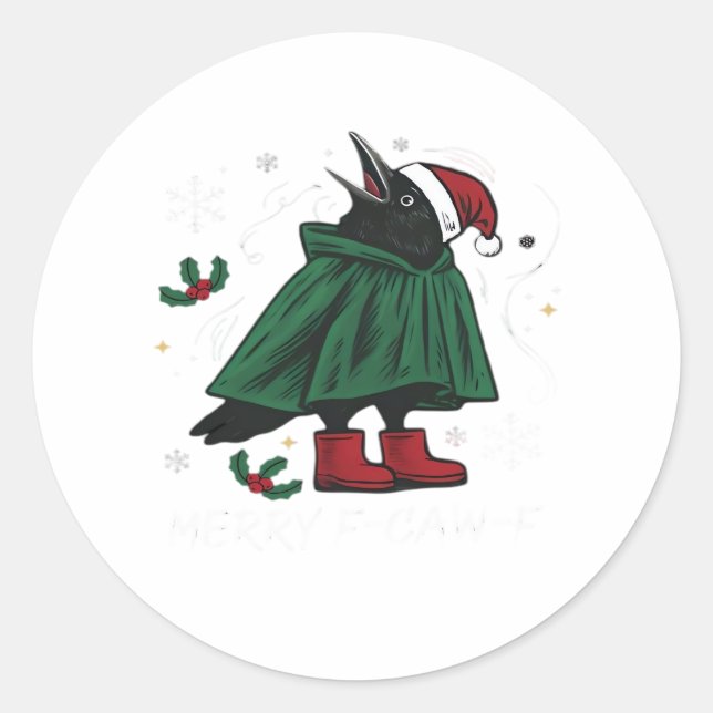 Merry F Caw F Funny Graphic Style Runder Aufkleber (Vorderseite)