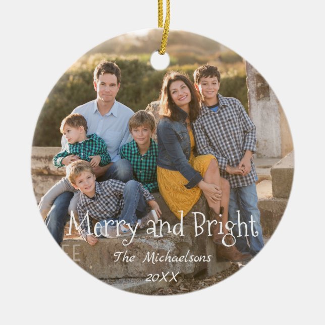Merry Family Foto Keramik Ornament (Vorne)