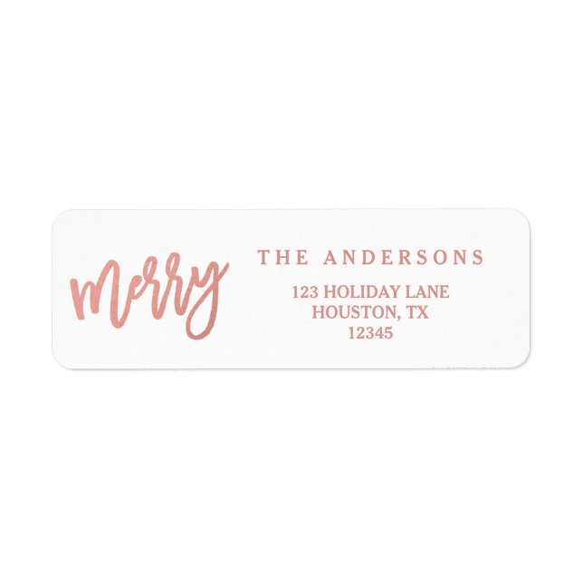Merry Faux Rose Gold Foil | Étiquettes de adresse  (Devant)