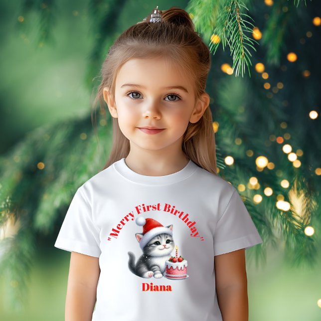 Merry First Birthday Weihnachtsgeschenk Baby T-shirt (Von Creator hochgeladen)