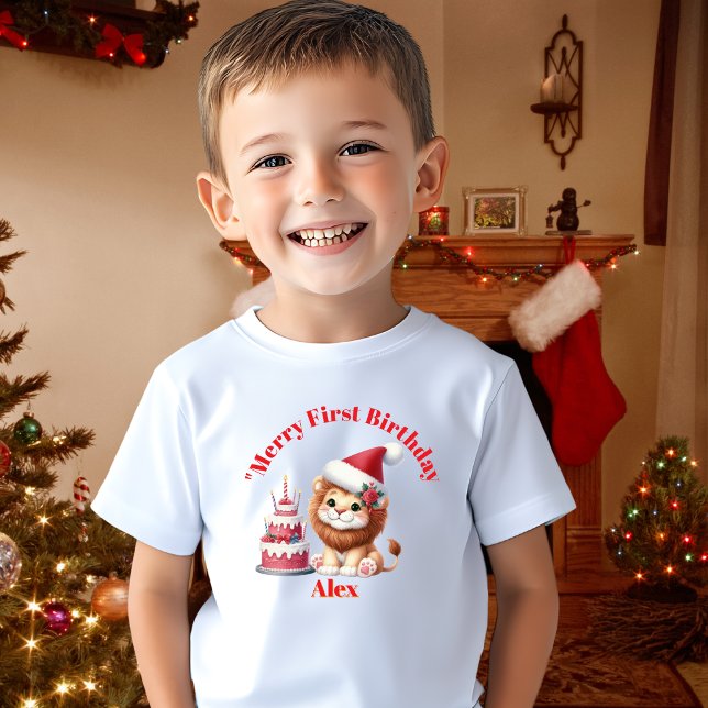 Merry First Birthday Weihnachtsgeschenk Baby T-shirt (Von Creator hochgeladen)