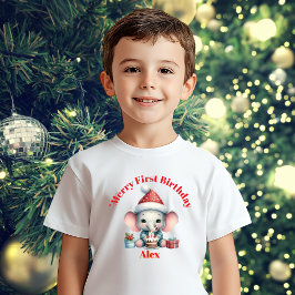 Merry First Birthday Weihnachtsgeschenk Baby T-shirt