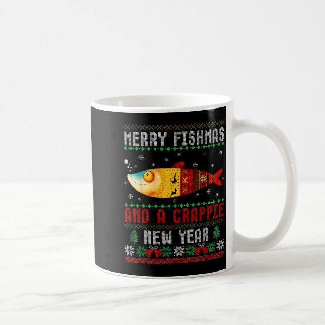Merry Fishmas And A Crape New Year Ugly Fisherman  Kaffeetasse (Rechts)