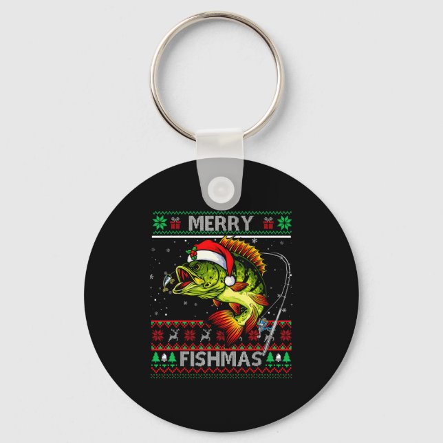 Merry Fishmas B Fish Fishing Christmas Ugly Xmas  Schlüsselanhänger (Vorderseite)