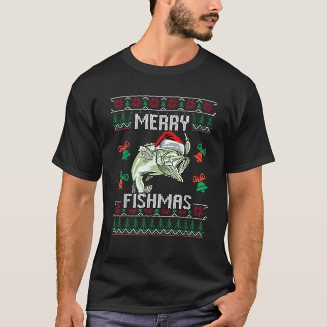 Merry Fishmas Bass Fish Fish Weihnachtsfest Ugly X T-Shirt (Vorderseite)