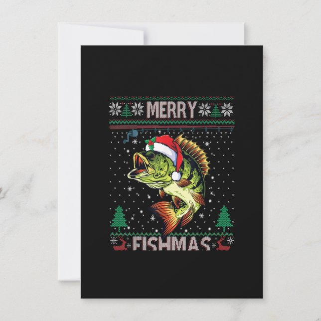 Merry Fishmas Bass Fish Weihnachtsfest Ugly Swe Einladung (Vorderseite)