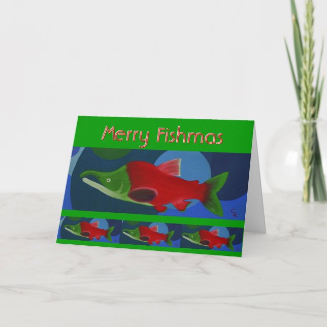 Merry Fishmas Feiertagskarte (Vorderseite)