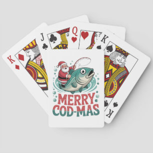 Merry Fishmas Fischen Weihnachten Weihnachtsmann W Spielkarten