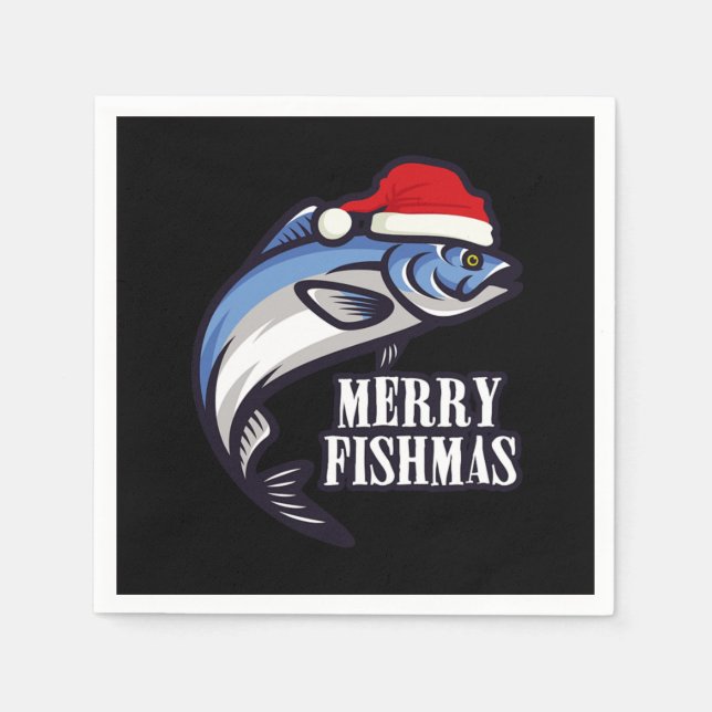 Merry Fishmas Fischerei Fischer Weihnachtsgeschenk Serviette (Vorderseite)
