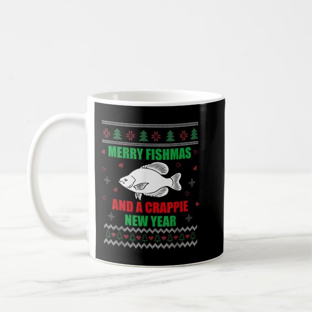 Merry Fishmas Fish Fisherman Ugly Christma Kaffeetasse (Links)